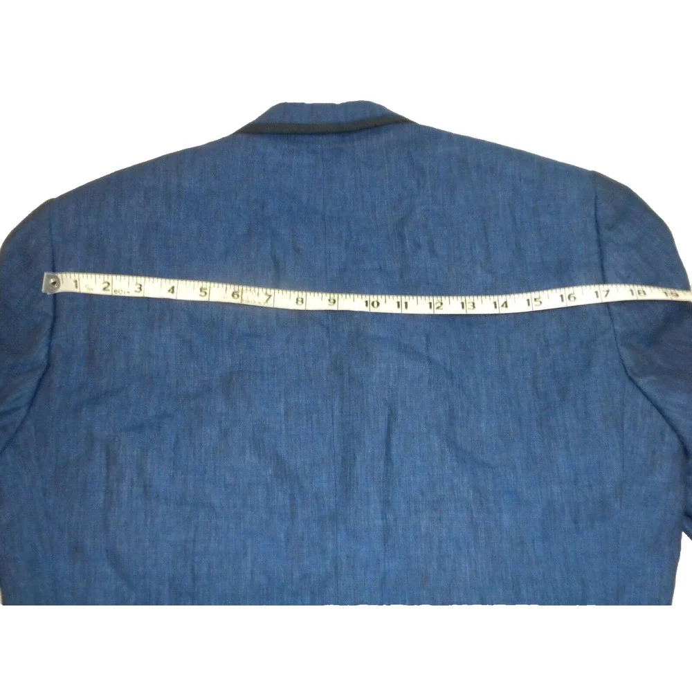 Savile‎ Row Sport Coat 36R Blue Linen 2 Button Dual Vent Lined Blazer Jacket